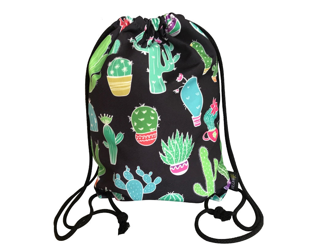 Turnbeutel Kaktus schwarz / beige-2