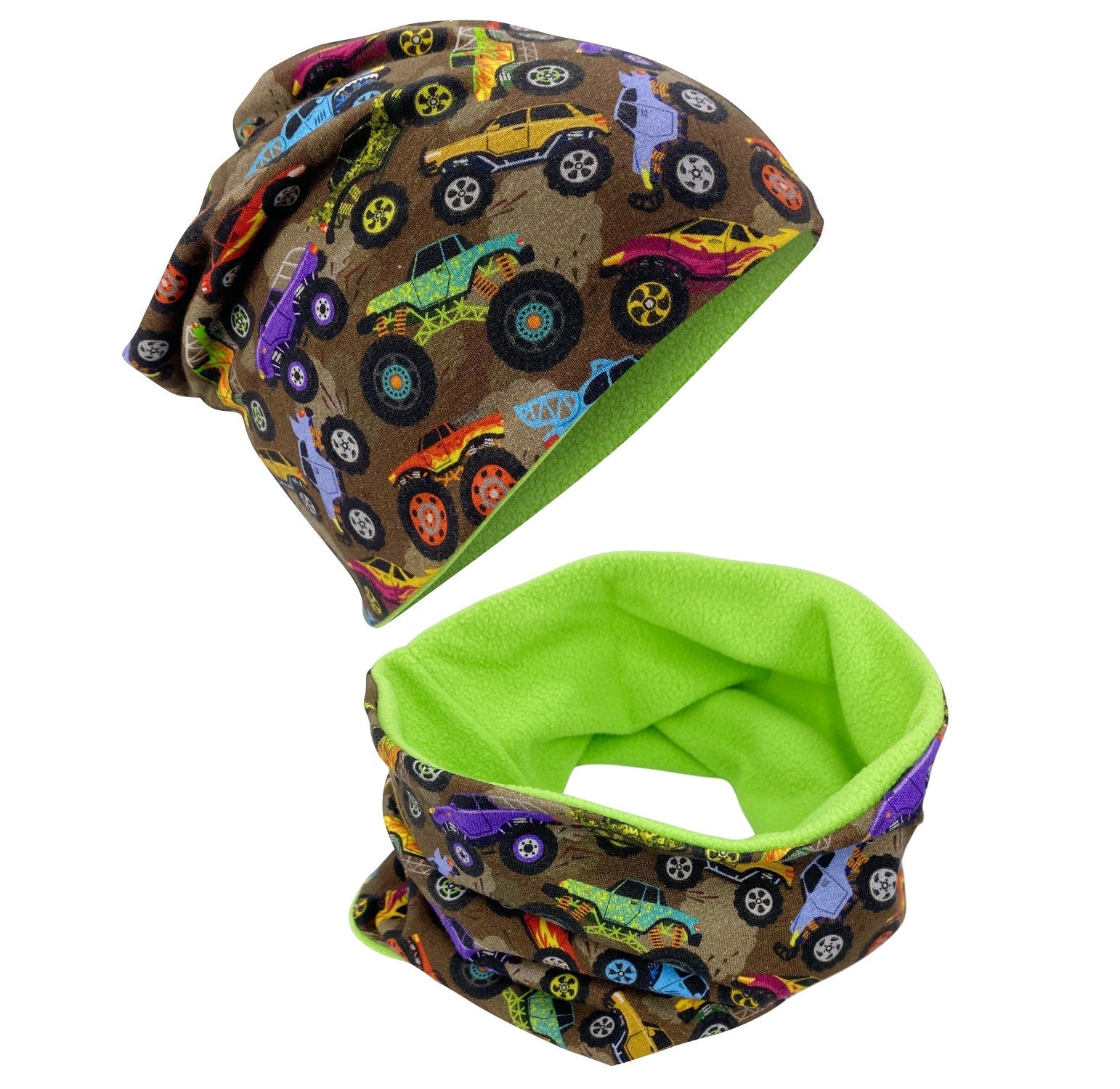 Kinder Beanie Mütze & Loop Set - Monster Truck-5