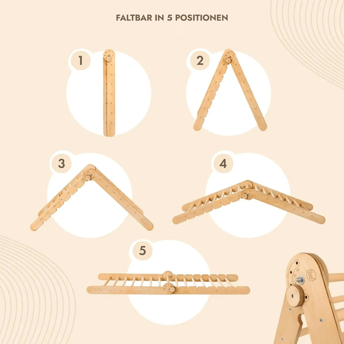 7in1 Montessori Klettergerüst Set: Kletterdreieck, Kletterbogen mit Kissen, Rutsche, Kletternetz, Maltafel und Kinderstuhl, für Kinder 1-7 Jahre – Beige