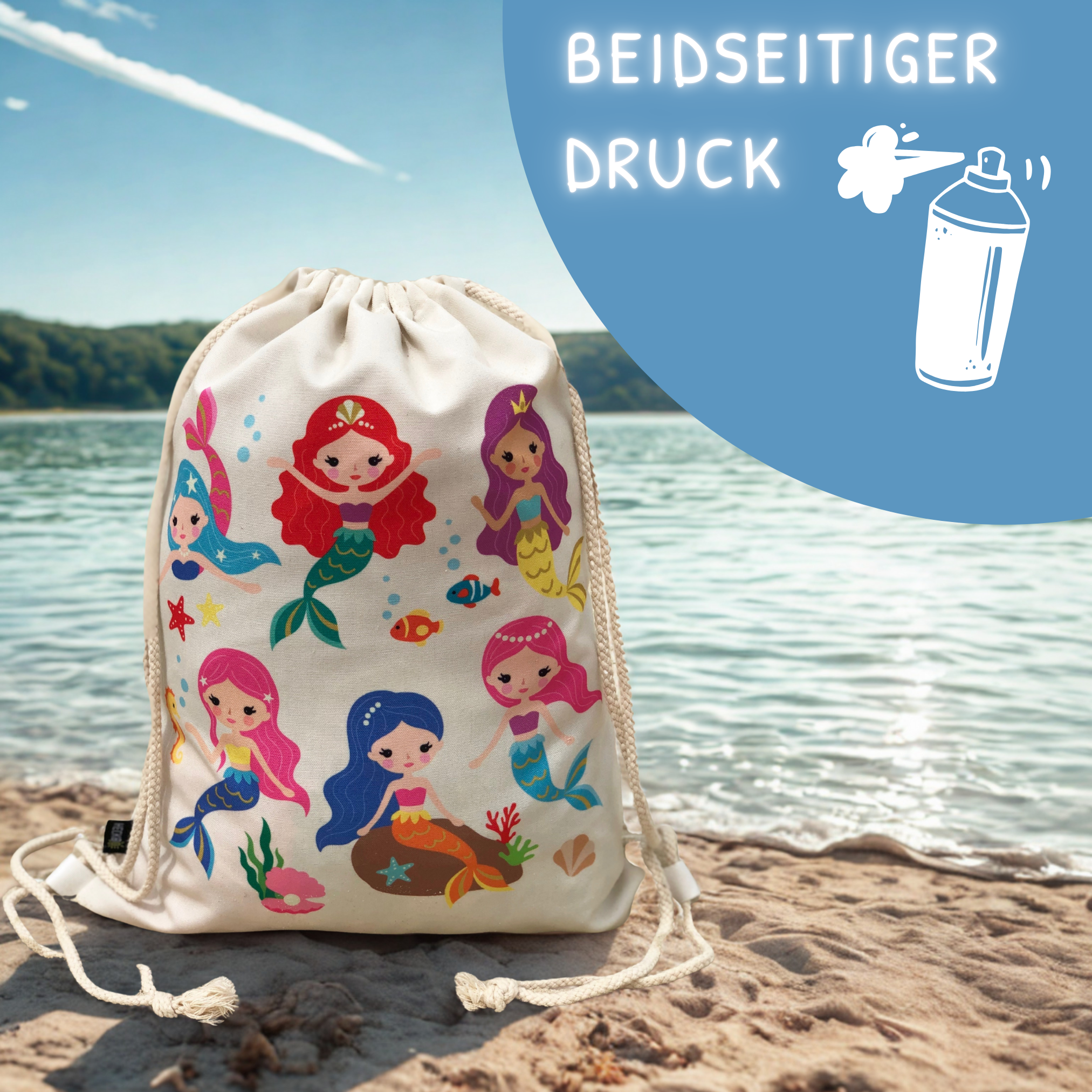 Turnbeutel Meerjungfrau beige-4