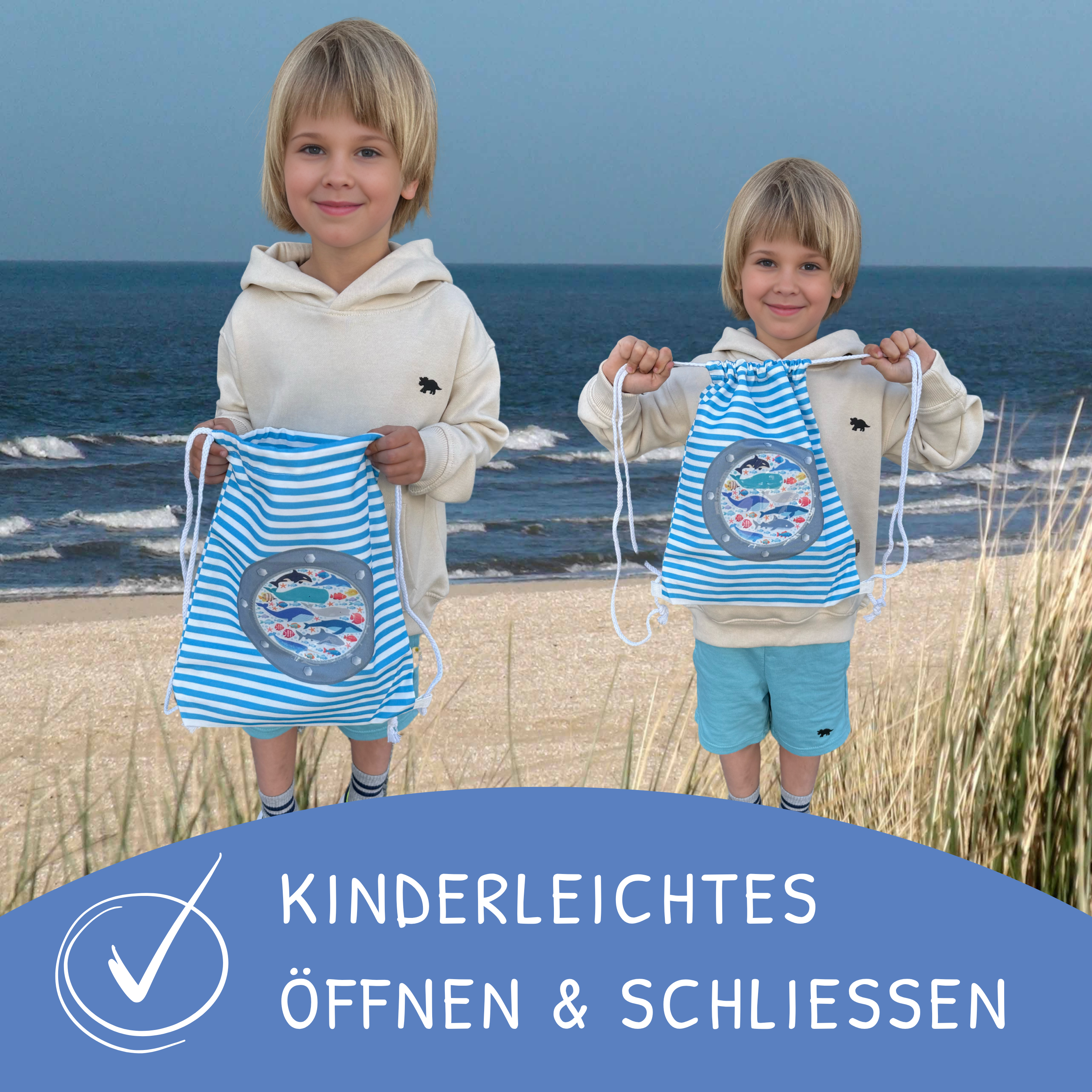 Kinder Turnbeutel Fisch mit Sichtfenster-3