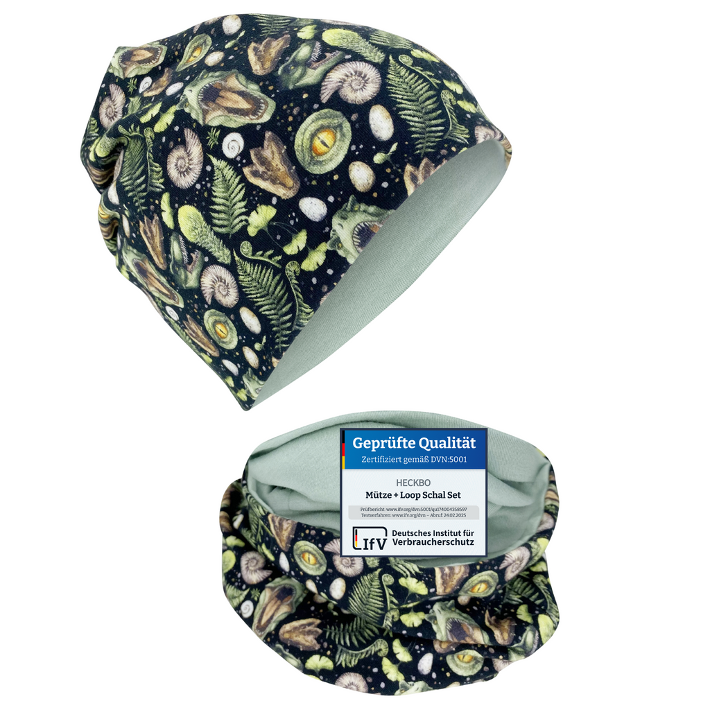 Kinder Beanie Mütze & Loop Set - T-Rex-0