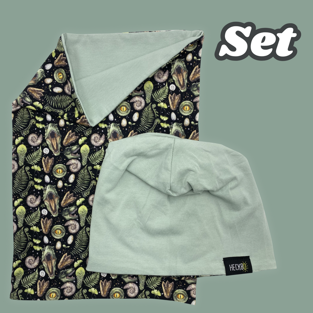 Kinder Beanie Mütze & Loop Set - T-Rex-4