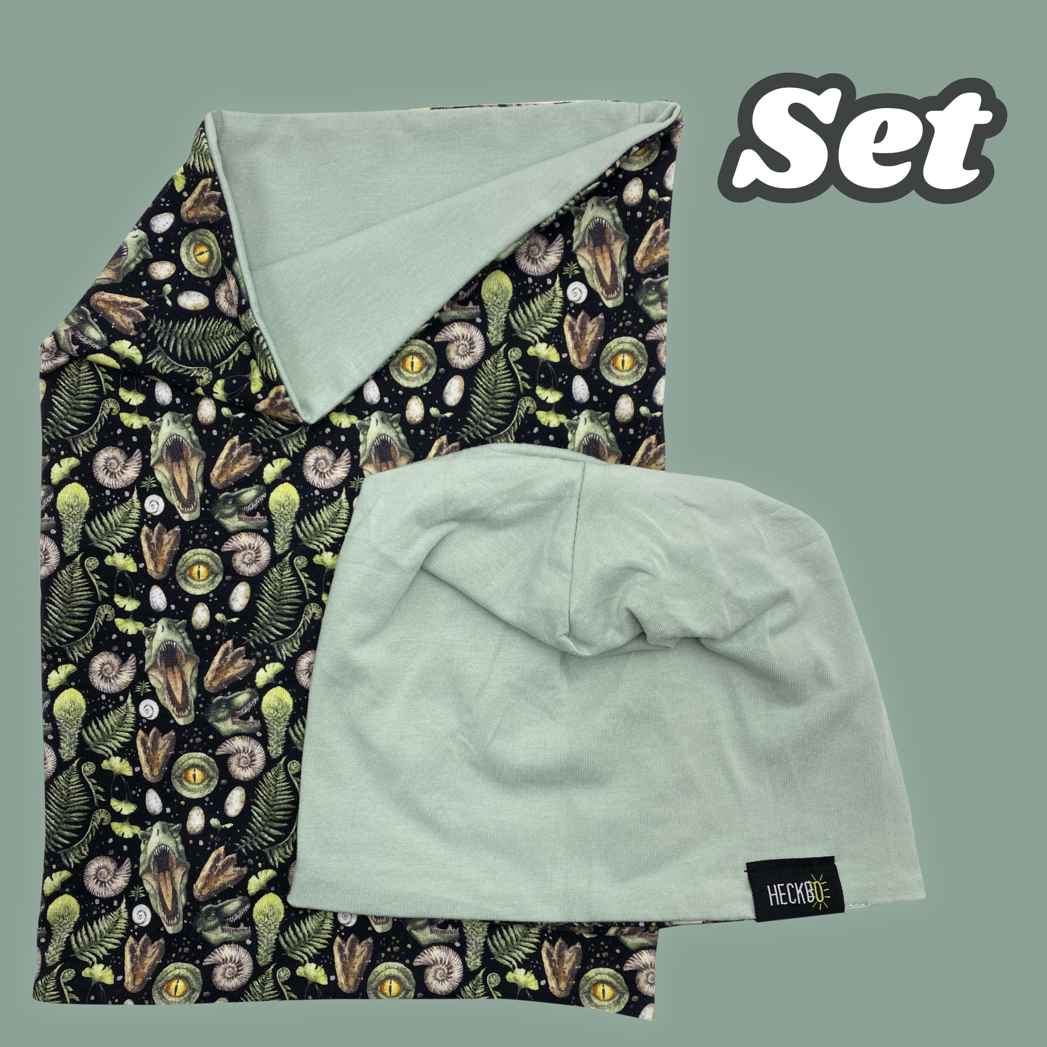 Kinder Beanie Mütze & Loop Set - T-Rex-4