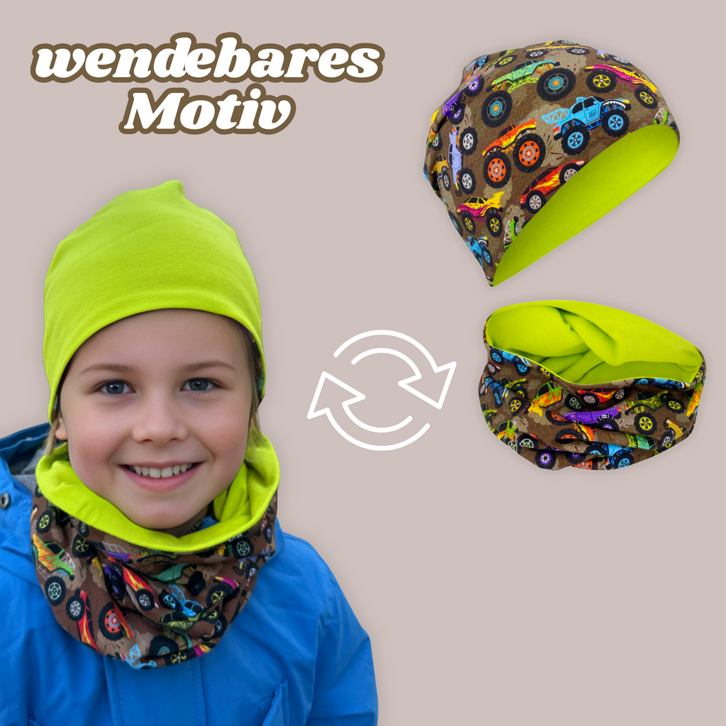 Kinder Beanie Mütze & Loop Set - Monster Truck-1