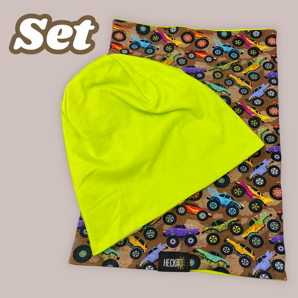Kinder Beanie Mütze & Loop Set - Monster Truck-3
