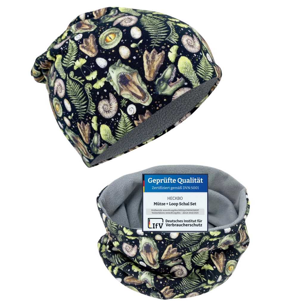 Kinder Beanie Mütze & Loop Set - T-Rex-5