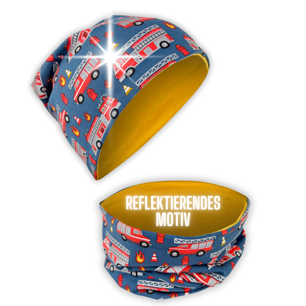 Kinder Reflektor Mütze & Loop - Feuerwehr-0