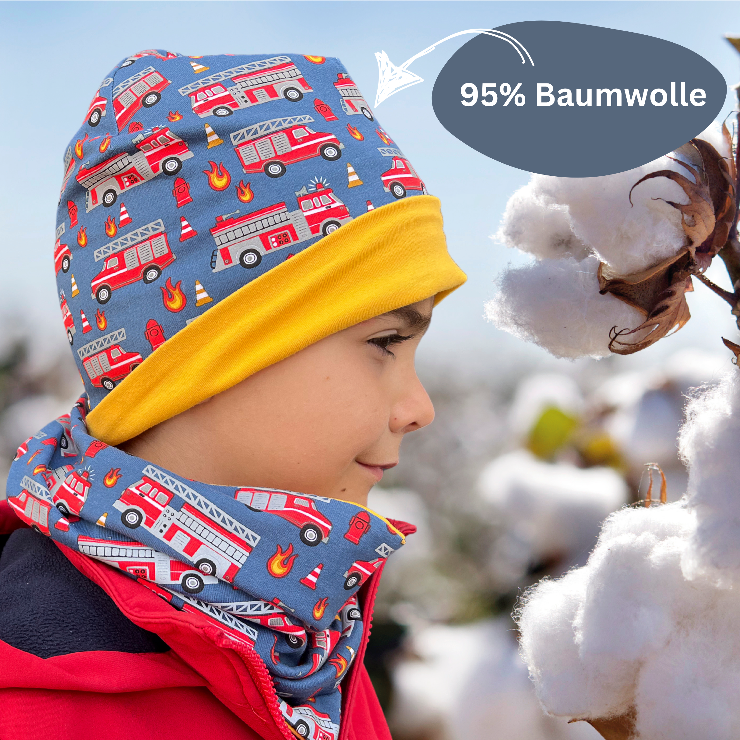 Kinder Reflektor Mütze & Loop - Feuerwehr-3