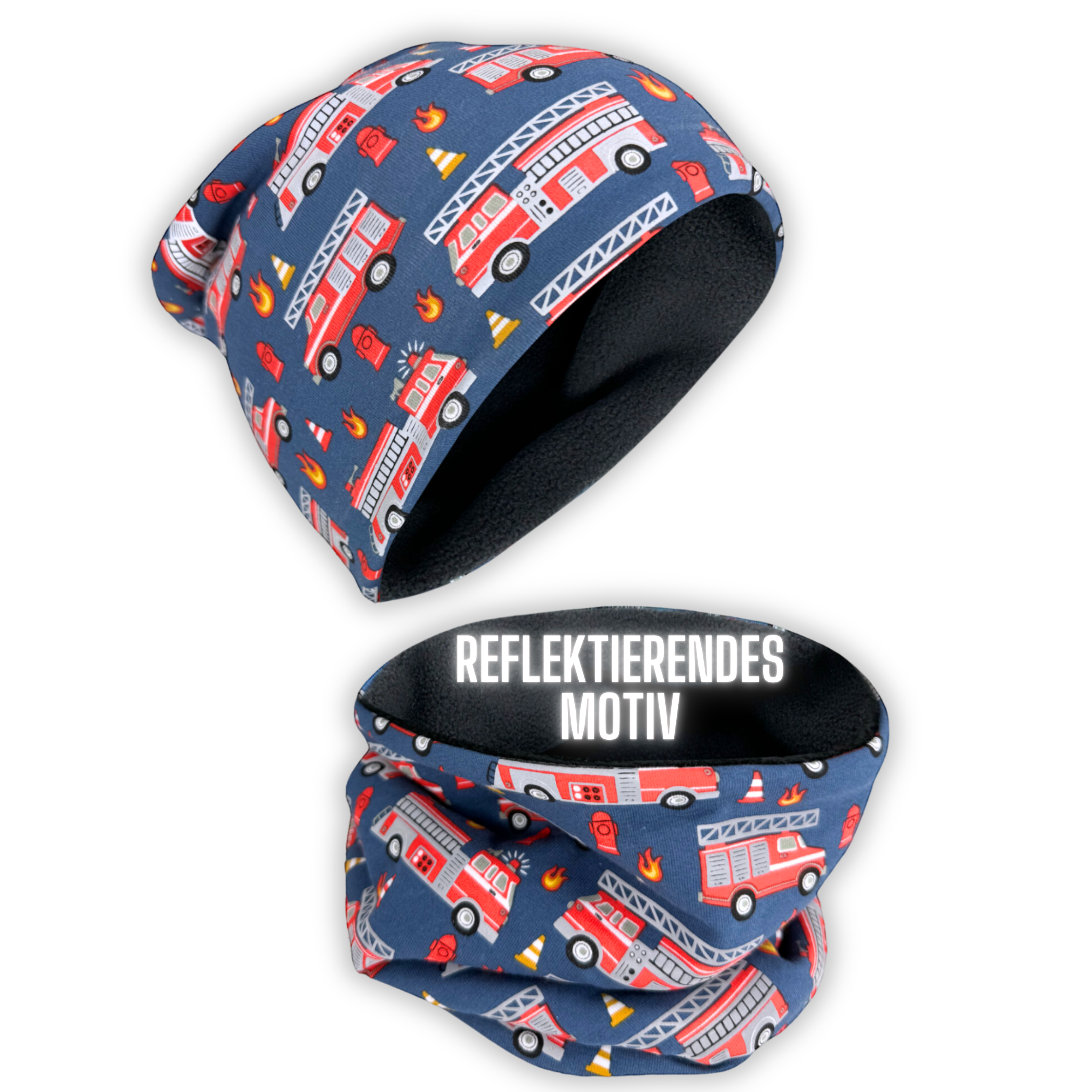Kinder Reflektor Mütze & Loop - Feuerwehr-5