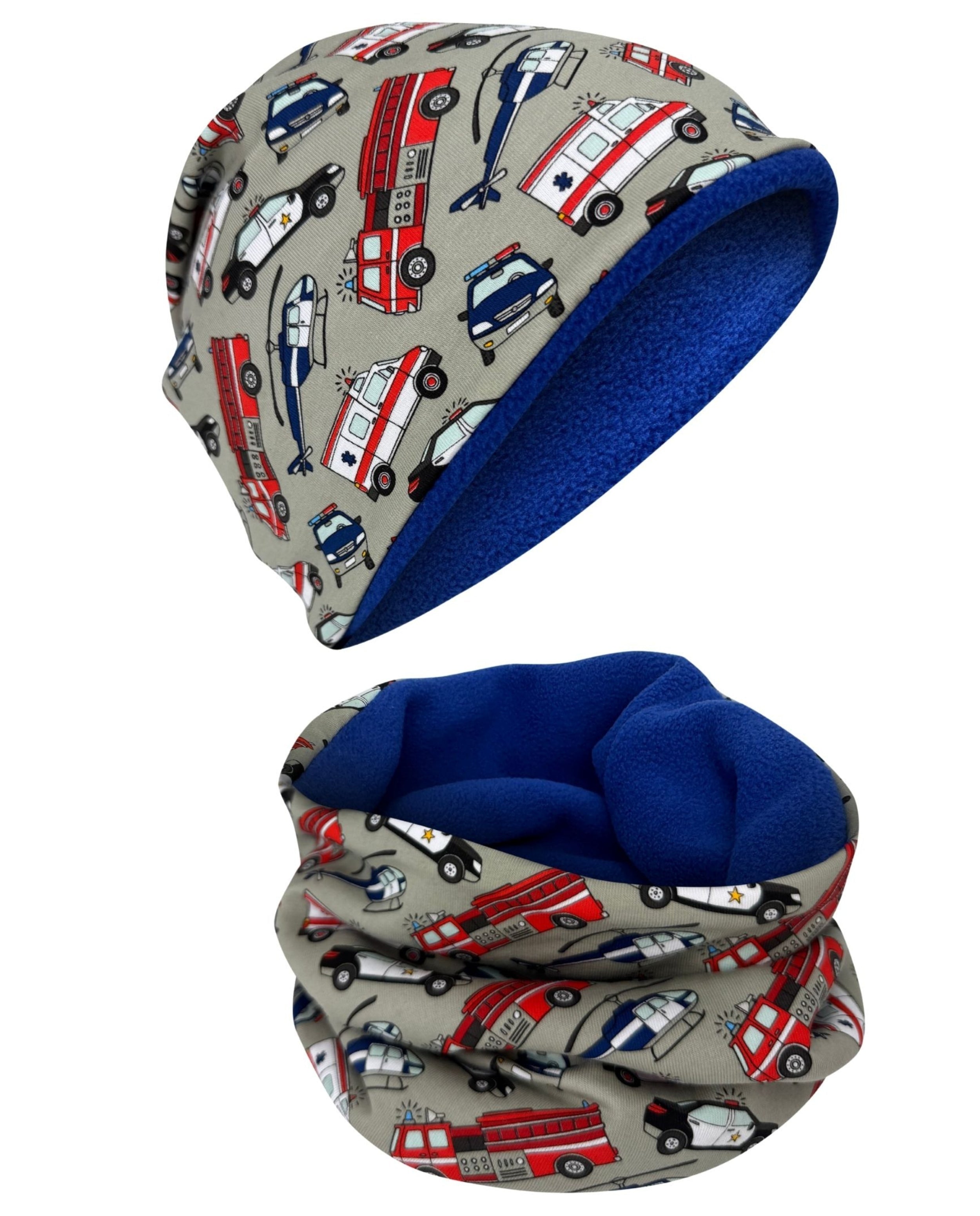 Kinder Beanie Mütze & Loop - Einsatzfahrzeuge-5