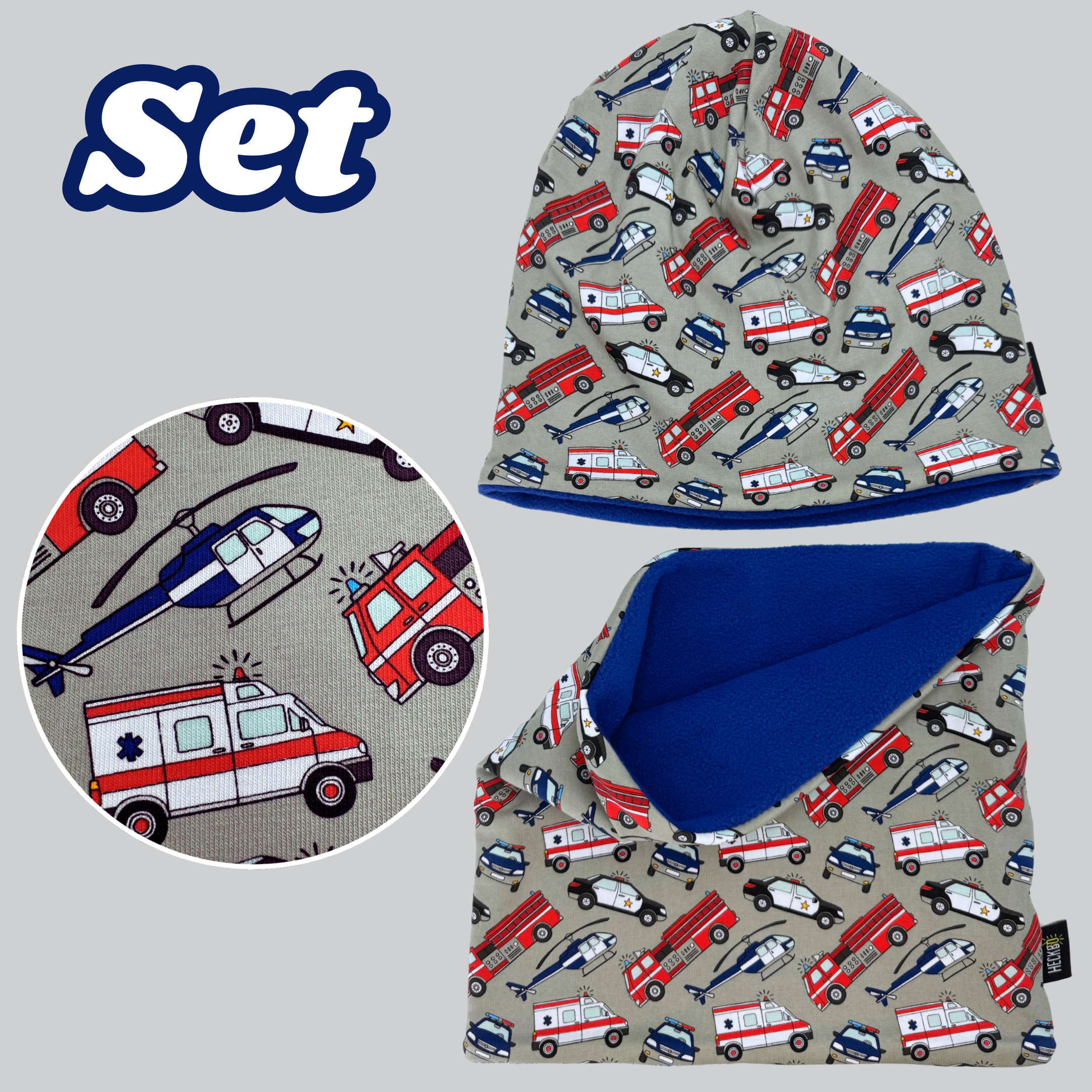 Kinder Beanie Mütze & Loop - Einsatzfahrzeuge-4