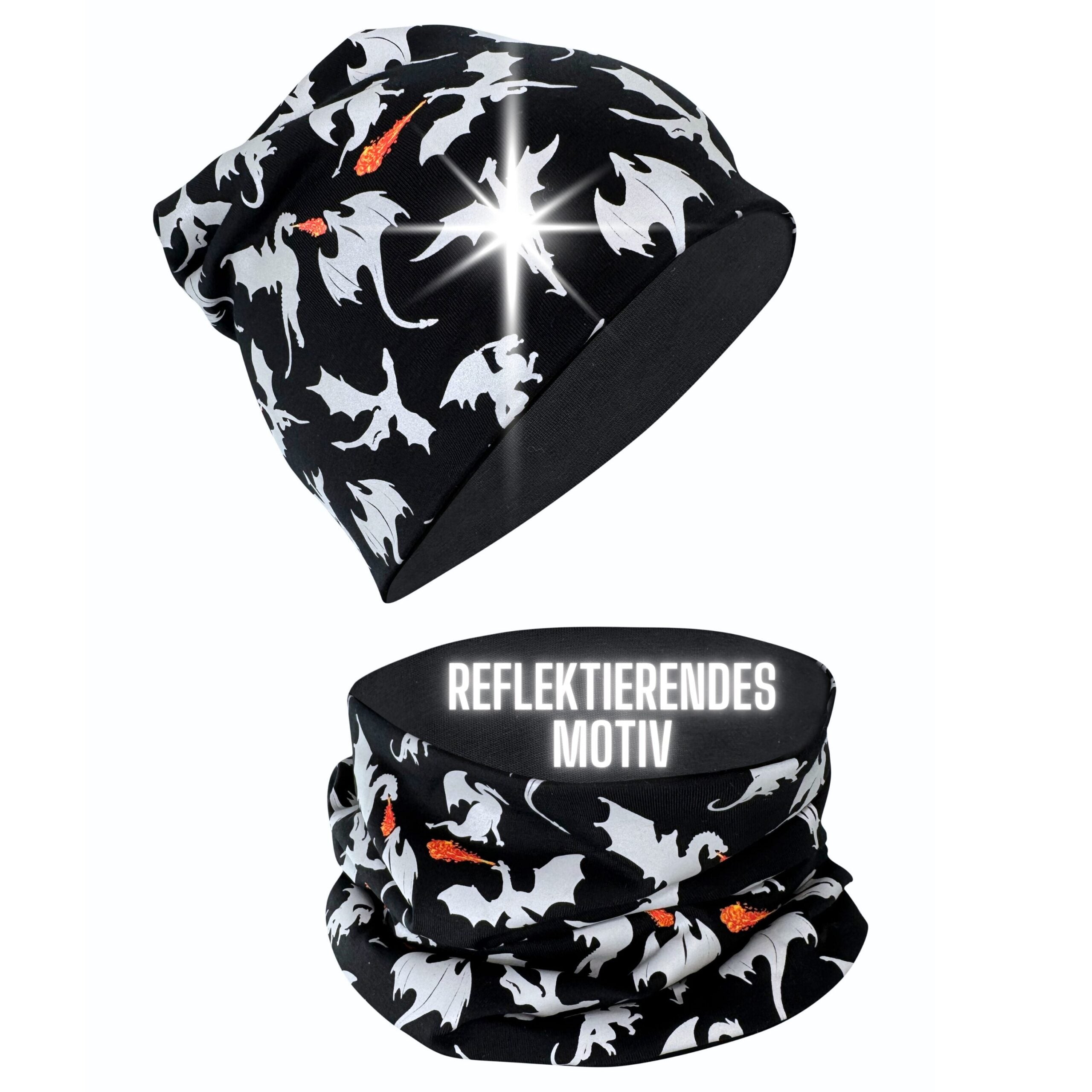 Kinder Reflektor Mütze & Loop Drachen-0