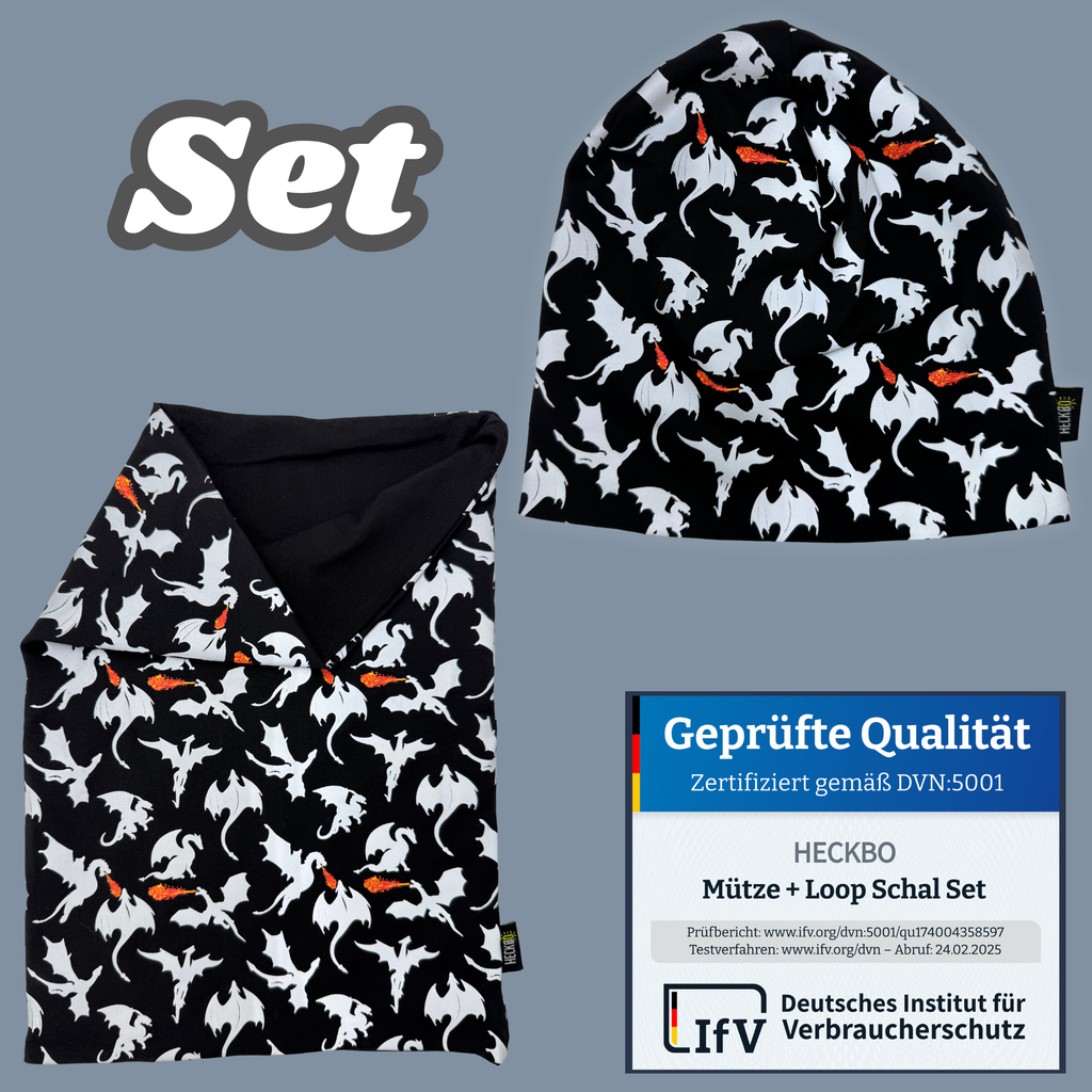Kinder Reflektor Mütze & Loop Drachen-4