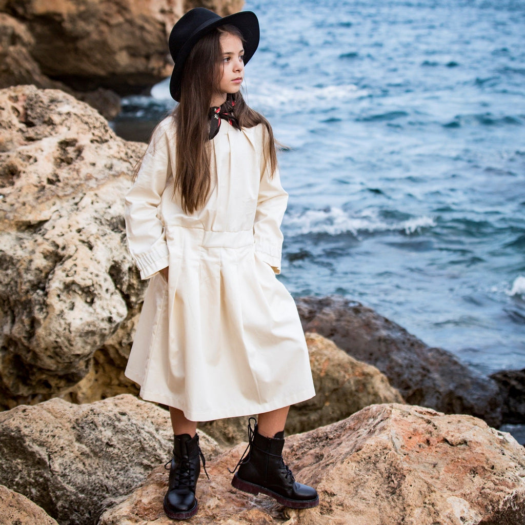 Beige Cotton Dress for Girls