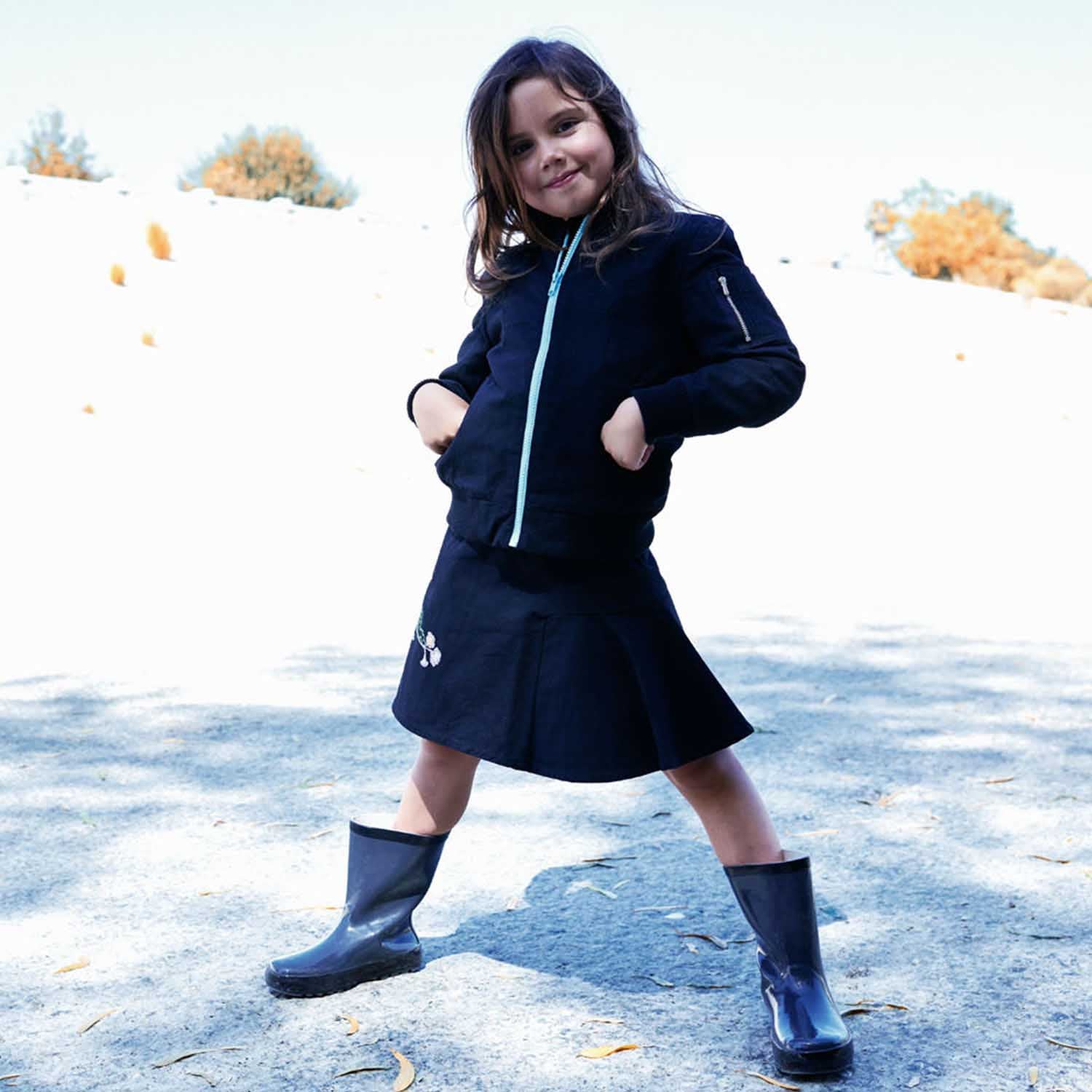 Black Mini Skirt with Floral Embroidery