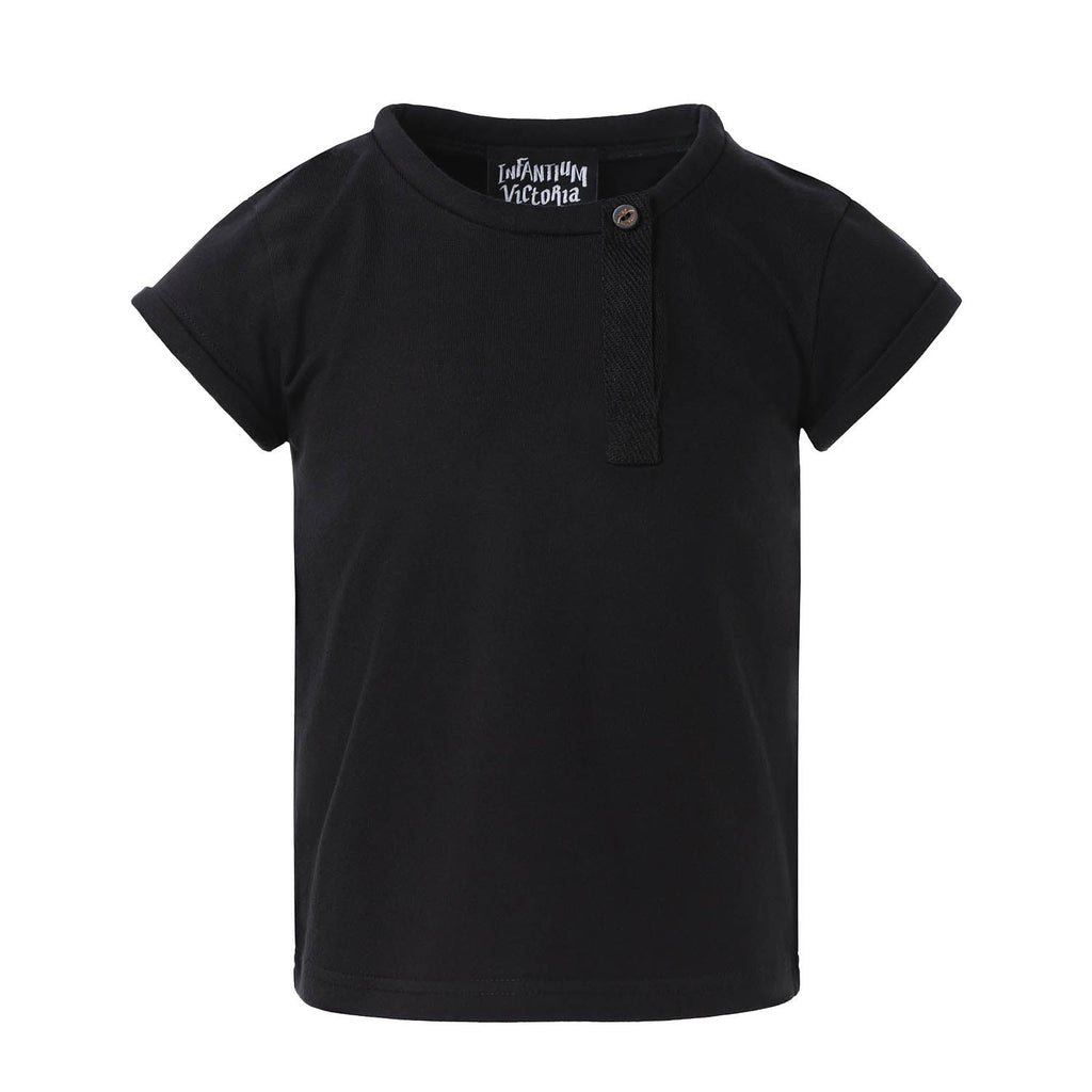 Black T-Shirt with Roll Collar