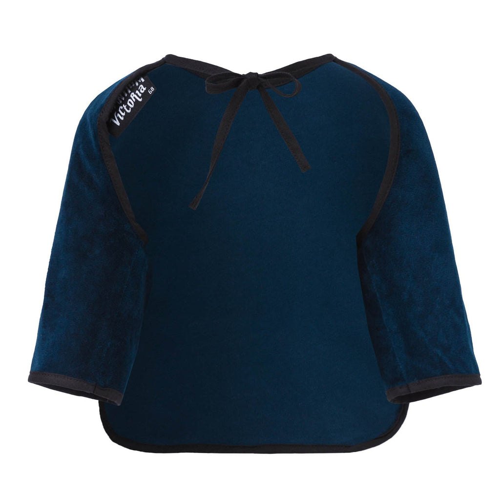 Blue Velvet Bib with Sleeves