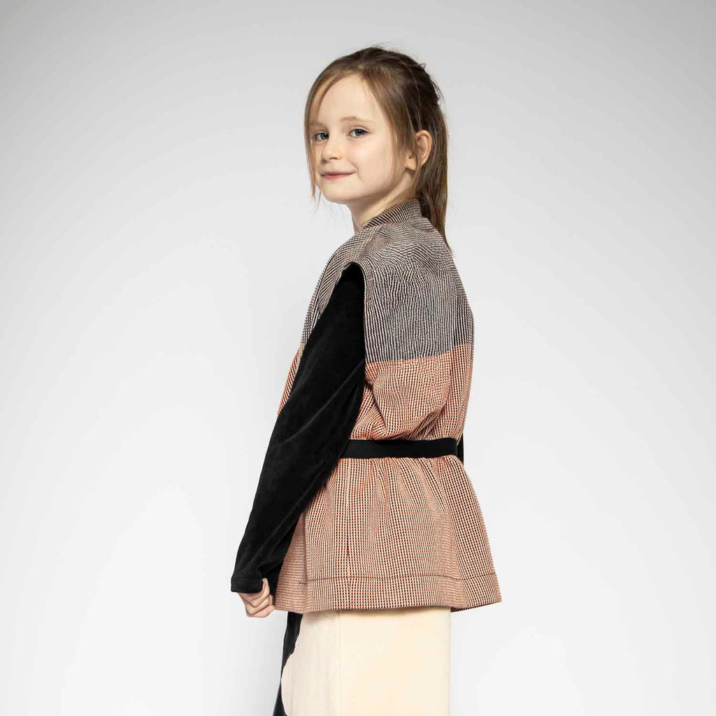 Multicolored Sleveless Jacket with Appliquè