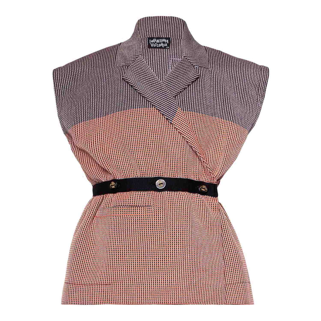 Multicolored Sleveless Jacket with Appliquè