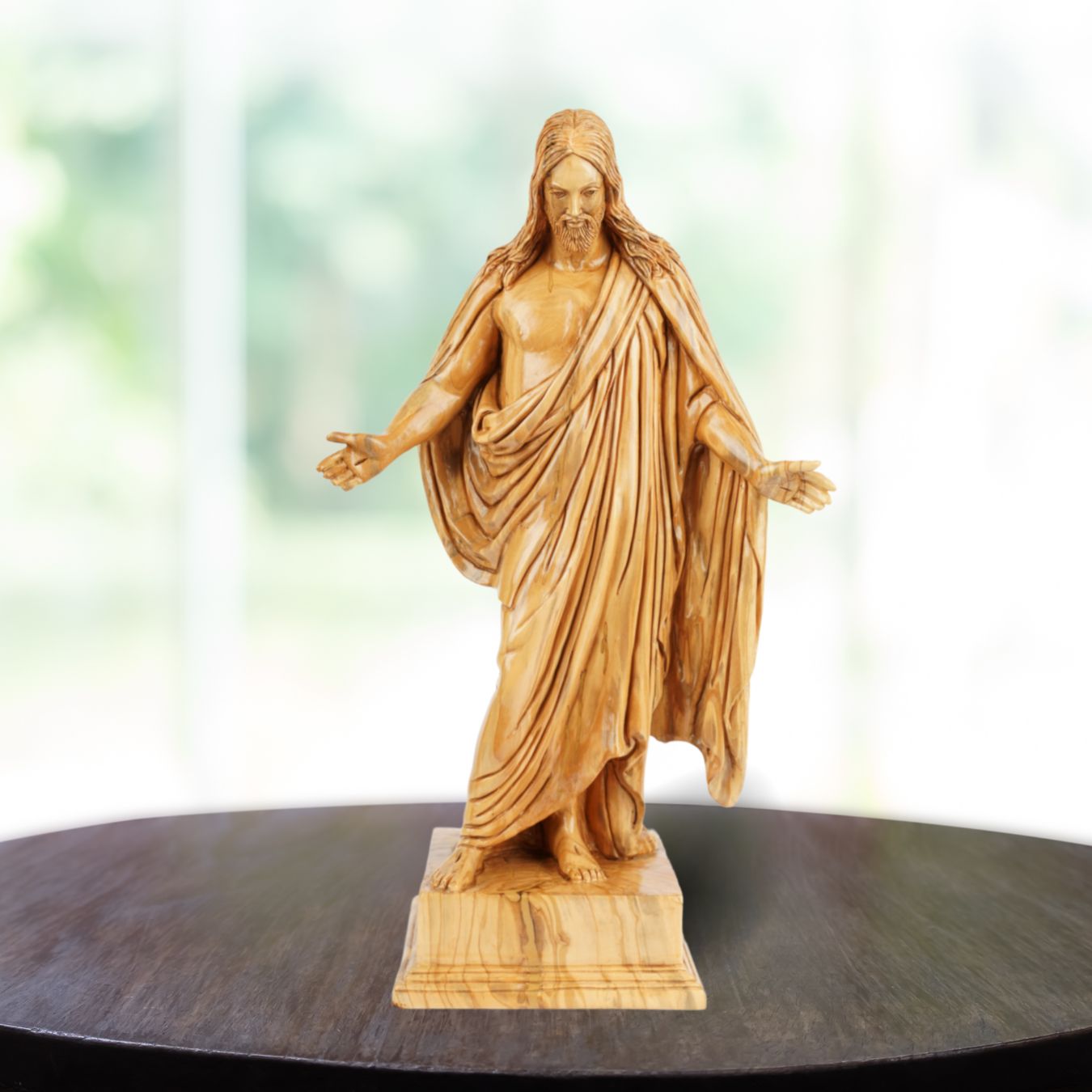 Handgeschnitzte Jesus-Statue aus Olivenholz – Exklusive Christusfigur aus Bethlehem (39 cm)