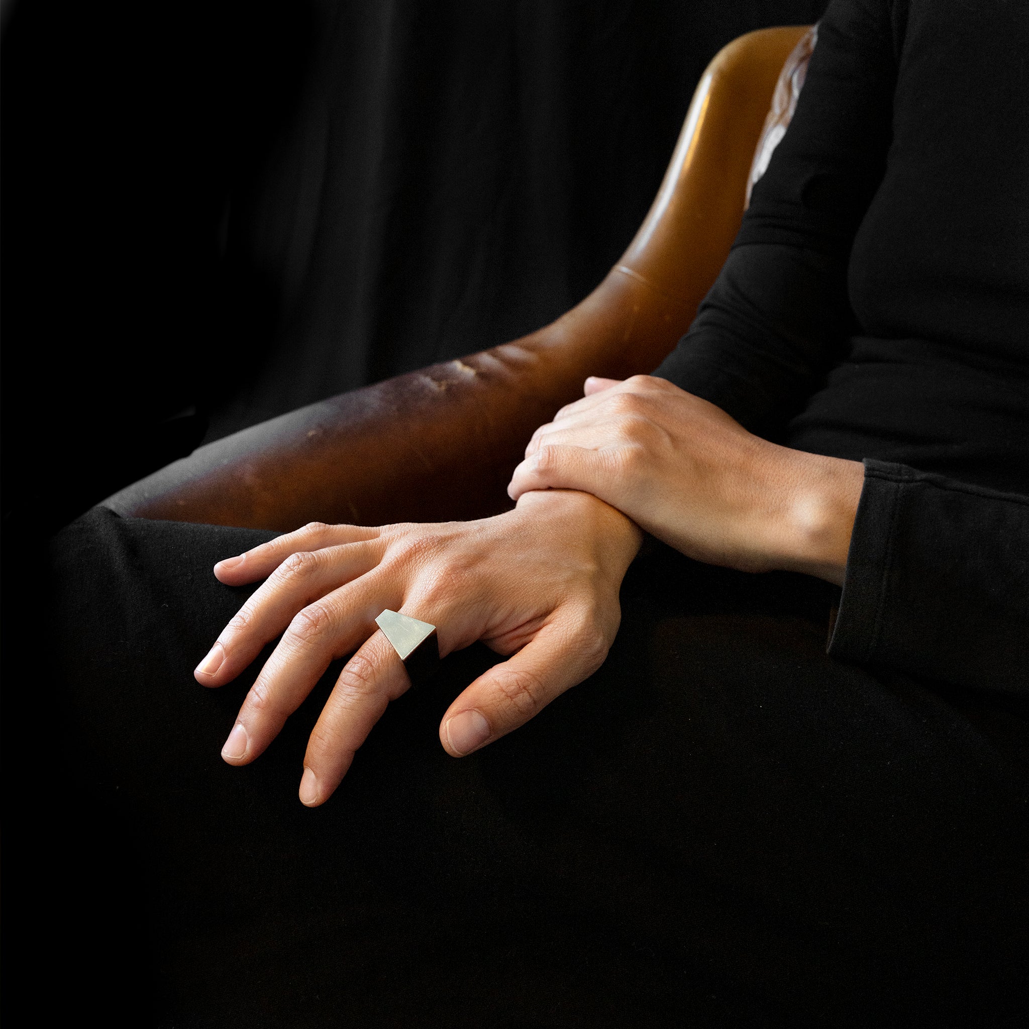 SILVER SQUARE RING – Geometric Sterling Silver Statement Ring