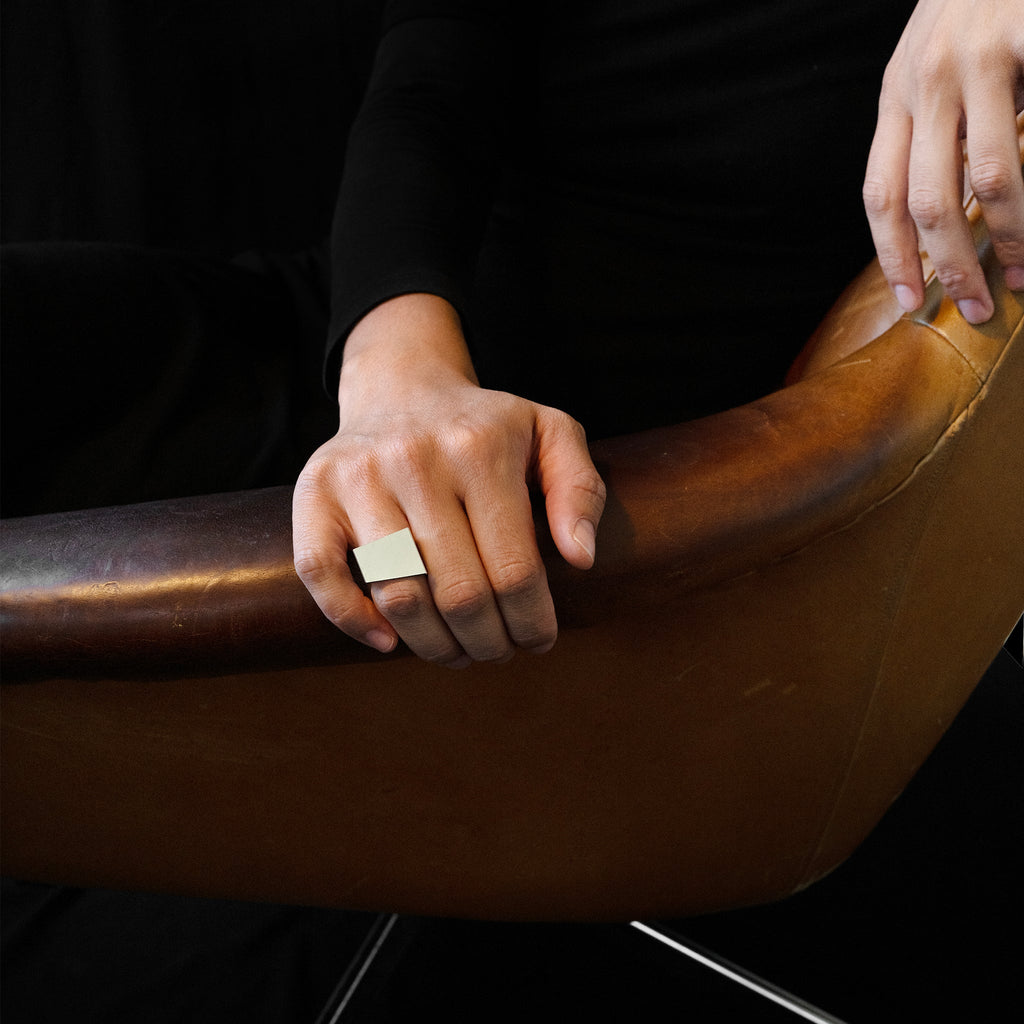 SILVER SQUARE RING – Geometric Sterling Silver Statement Ring